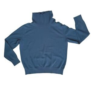 Elliott Lauren Pullover Teal Blue Sweater Women XL Classic Mock Neck Fall Winter